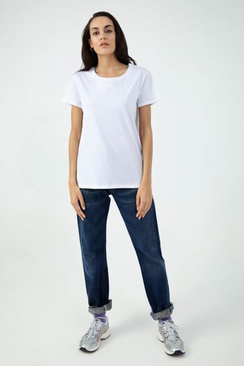 Vivien T-Shirt Femme Col Rond Manches Courtes Blanc Jersey Simple 4