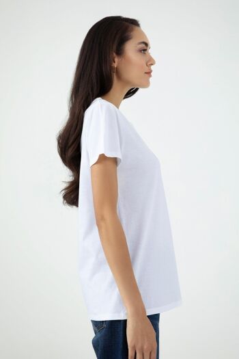 Vivien T-Shirt Femme Col Rond Manches Courtes Blanc Jersey Simple 5