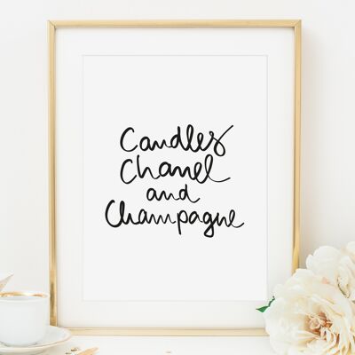 Affiche 'Bougies, Champagne' - A4