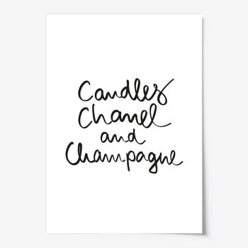 Affiche 'Bougies, Champagne' - A4 3