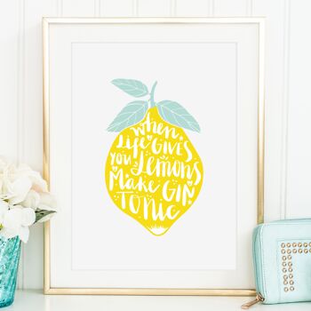 Affiche 'Quand la vie vous donne des citrons, faites du Gin Tonic' - DIN A4 1
