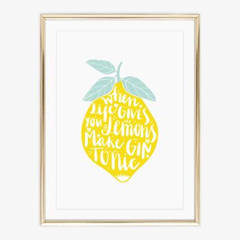 Affiche 'Quand la vie vous donne des citrons, faites du Gin Tonic' - DIN A4 2