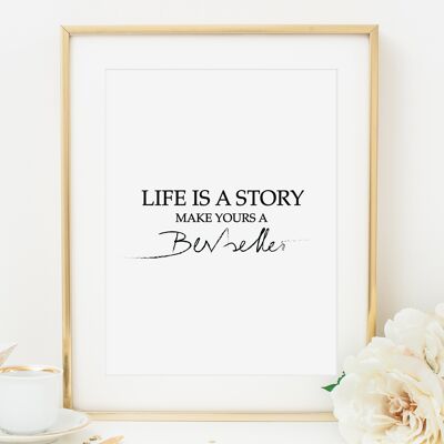 Póster 'La vida es una historia, haz del tuyo un superventas' - DIN A4