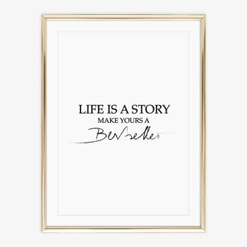 Affiche 'La vie est une histoire, faites de la vôtre un best-seller' - DIN A4 2