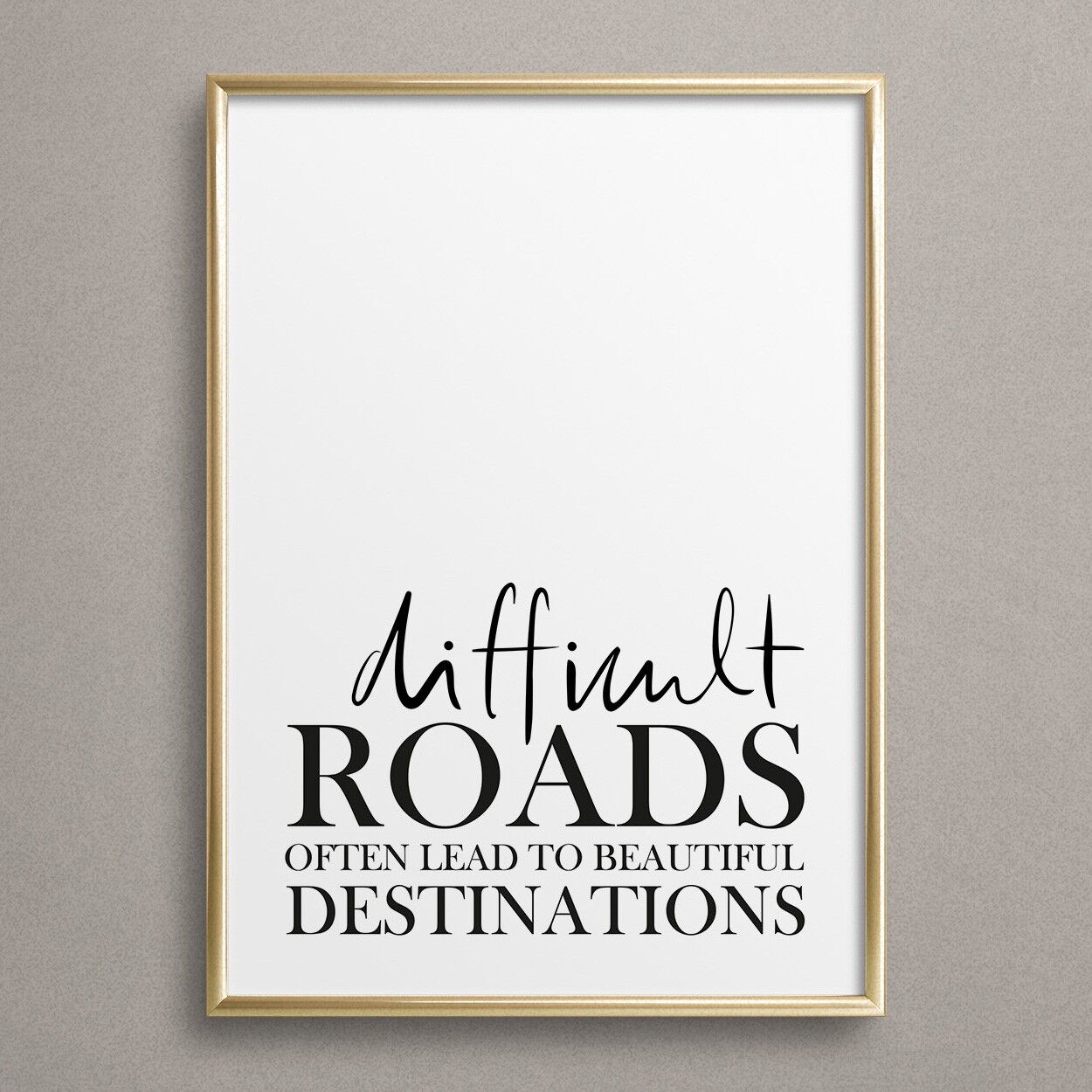 Poster 'Difficult roads often lead to beautiful destinations'