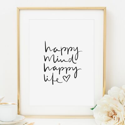Affiche 'Happy mind happy life' - DIN A4