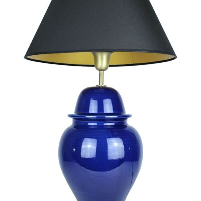 Lamp base temple vase ceramic dark blue