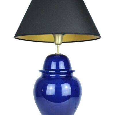 Lamp base temple vase ceramic dark blue