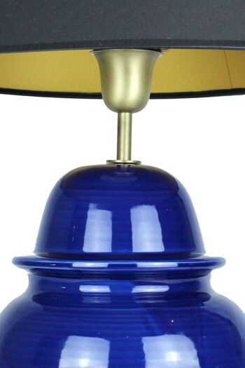 Pied de lampe temple vase céramique bleu foncé 2