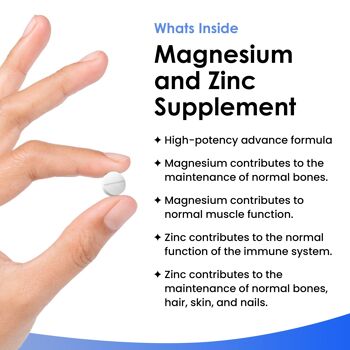 Suppléments de magnésium avec zinc 365 comprimés - Os, soutien immunitaire musculaire Supplément de sommeil facile à avaler 2