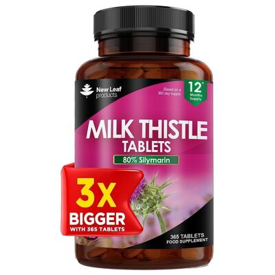 Milk Thistle Tablets - 80% Silymarin High Strength – Value Pack 365 Tablets