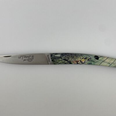 Full handle Le Thiers Pote knife 12 cm - Trout inclusion