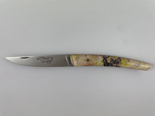 Couteau Le Thiers Pote plein manche 12 cm - Inclusion Chevreuil