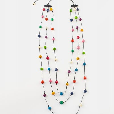 Acai Berry Seeds Triple Necklace Multicoloured