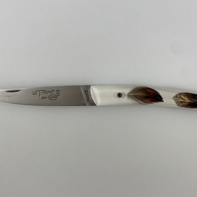 Couteau Le Thiers Pote plein manche 12 cm - Inclusion Plumes de Faisan