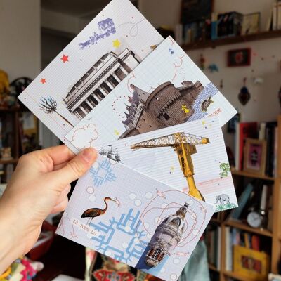 Lot de 4 cartes postales Les monuments de Nantes