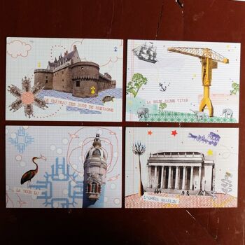 Lot de 4 cartes postales Les monuments de Nantes 3