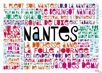 Lot de 4 cartes postales "Les mots de Nantes" et les voyages à Nantes / Plan de Nantes subjectif 9