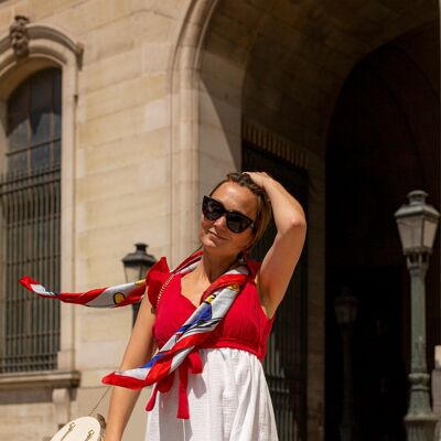 Vestido Louvre blanco/Rojo
