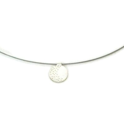 Stainless steel choker with sterling silver circle pendant