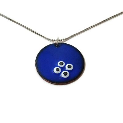 Enamel pendant made of copper ball chain silver