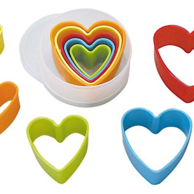 Heart Plastic Cutters Set Multi-Coloured