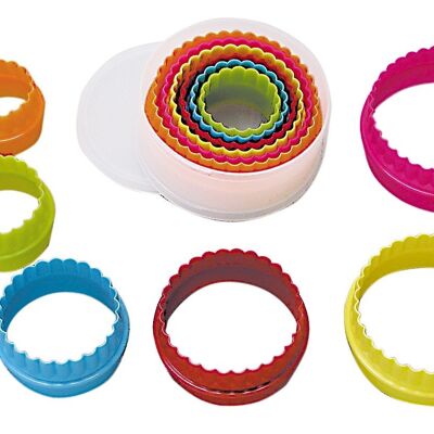 Round Fluted & Flat Plastic Cutters Set Multi-Coloured