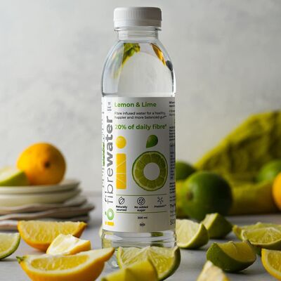 ió fibrewater Lemon & Lime (12 x 500ml) - Gut Health Drink
