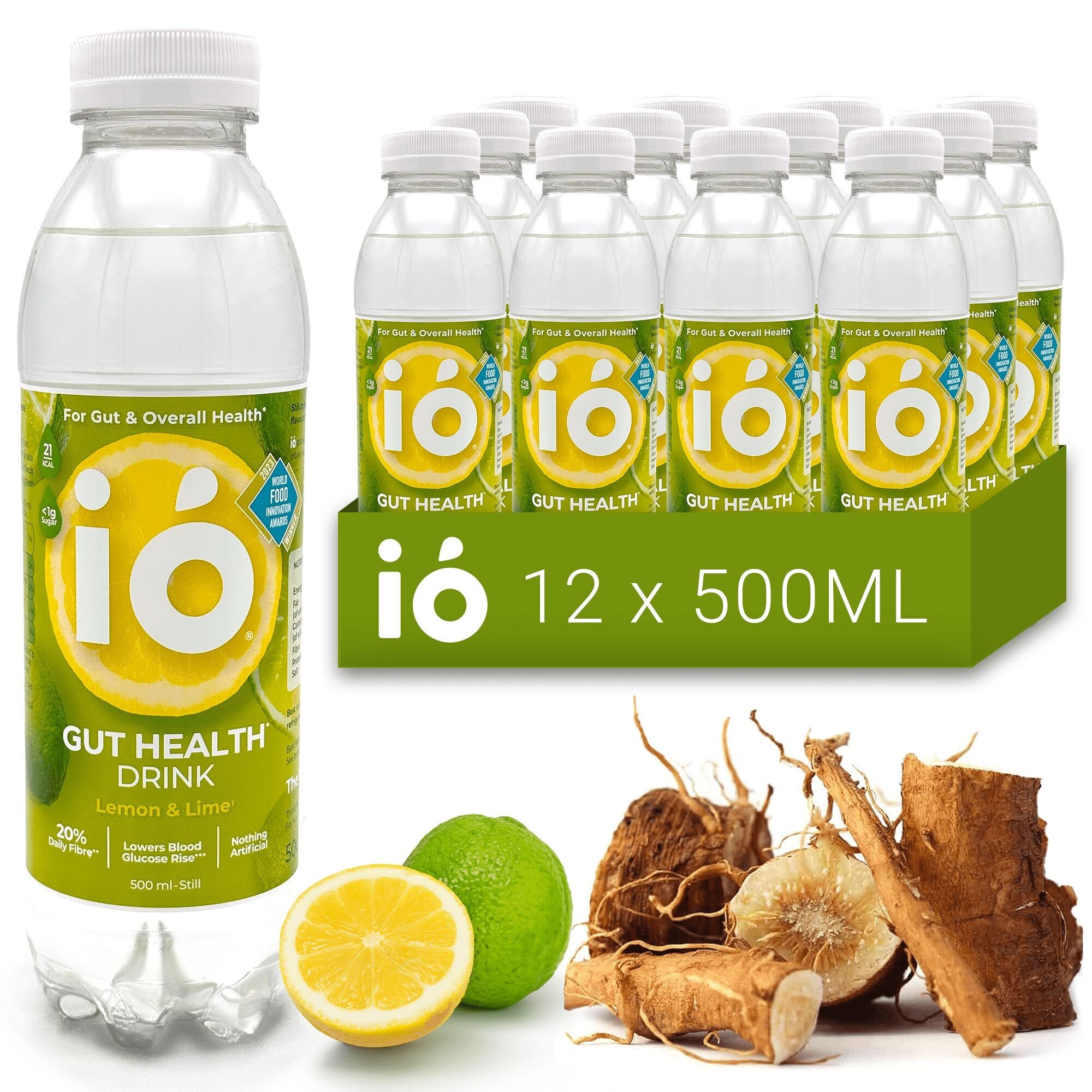 ió - gut health drink - lemon & lime (12 x 500ml)
