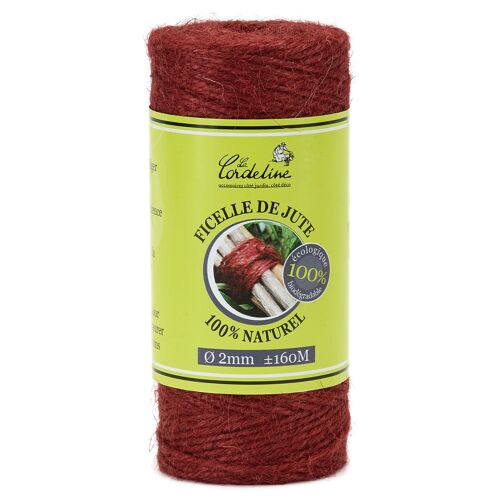 Achat Ficelle jute Naturel Ø 2mm ± 160m Coloris Rouge Framboise en gros