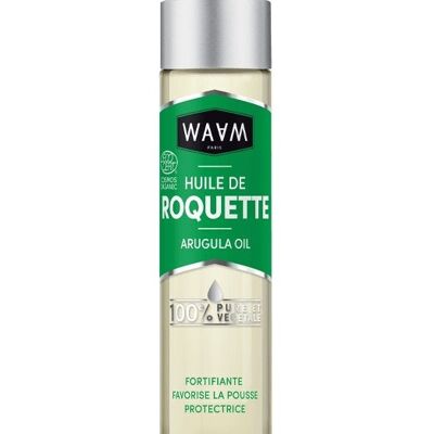 WAAM Cosmetics – Aceite vegetal de Rúcula BIO – 100% puro y natural – Primera presión en frío – Aceite fortificante y nutritivo – Tratamiento de crecimiento capilar para cabello, rostro y cuerpo – 75ml