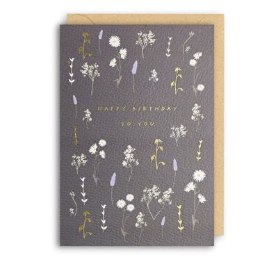 PLATZIERTE BLUMEN Geburtstagskarte mit gepressten Blumen