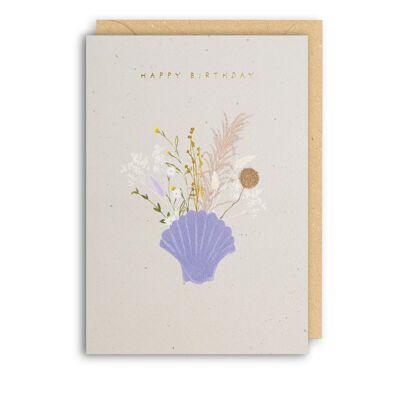 SHELL VASE Geburtstagskarte mit gepressten Blumen