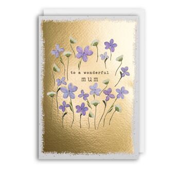 Carte d'anniversaire MUM BIRTHDAY PURPLE FLOWERS 1