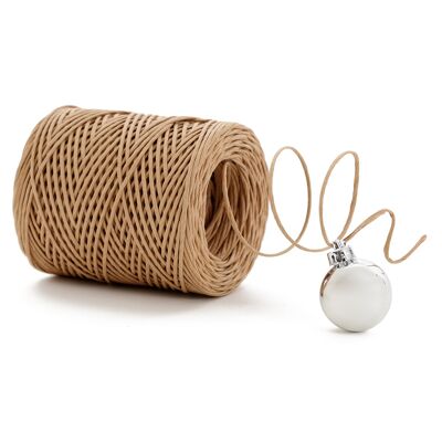 Reinforced kraft paper twine with 2mm metal wire +-100m, Natural Color