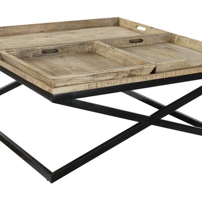 WOODEN METAL COFFEE TABLE 120X120X55 TRAY MB189851