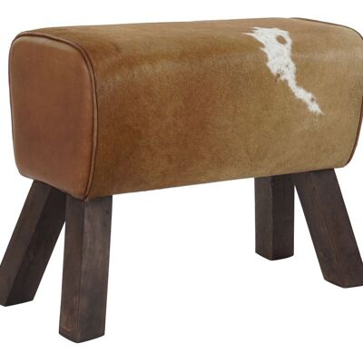 WOODEN FOOTREST LEATHER 64X28X53 BLACK COW MB189861