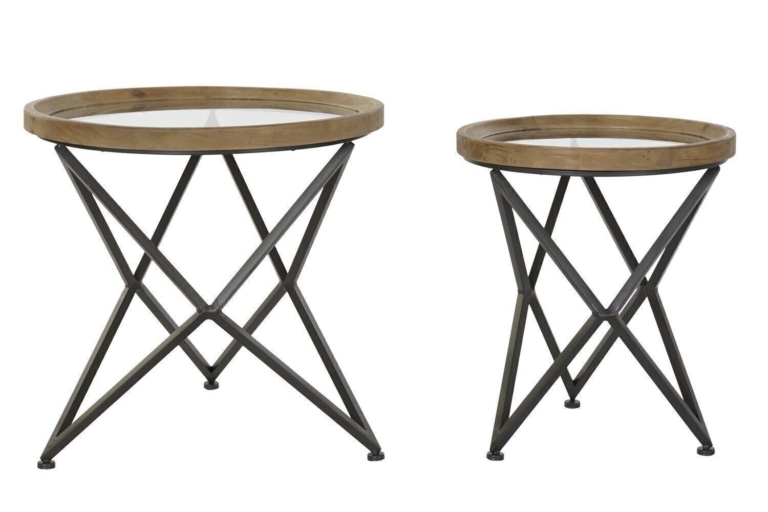 COUCHTISCH SET 2 METALL GLAS 65X65X63 GLAS MB190033