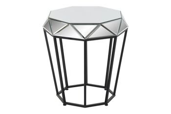 TABLE D'APPOINT MÉTAL MIROIR 50X50X55 NOIR MB190809