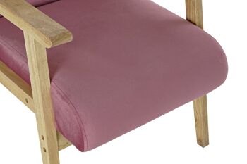 FAUTEUIL POLYESTER MDF 61X63X77 VELOURS ROSE MB190849 2