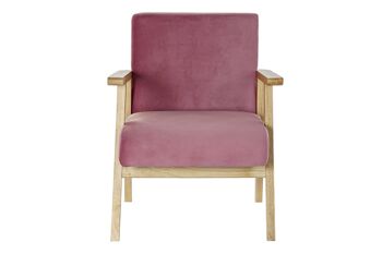 FAUTEUIL POLYESTER MDF 61X63X77 VELOURS ROSE MB190849 5