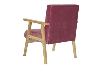 FAUTEUIL POLYESTER MDF 61X63X77 VELOURS ROSE MB190849 6