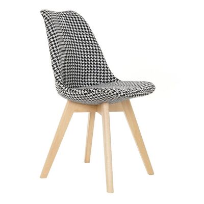 POLYESTER WOOD CHAIR 47X50X80 HOUNDSTOOTH MB191254