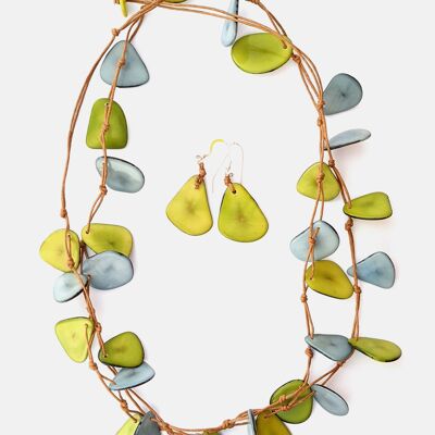 Eucali Tagua Necklace - Lime and Blue
