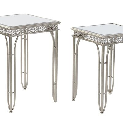 TABLE D'APPOINT SET 2 MIROIR METAL 40X40X56 MB192169