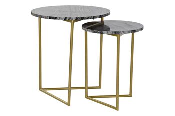 TABLE D'APPOINT SET 2 MARBRE METAL 40X40X45 NOIR MB192431 4