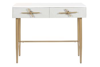 CONSOLE POIGNEE FER 90X45X74 BOUCLE BLANCHE MB192507 5