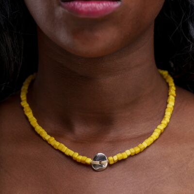 Leticia Mini Square Tagua Necklace - Yellow