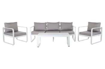 CANAPÉ SET 4 ALUMINIUM POLYESTER 184X72X78 GRIS MB192579 1