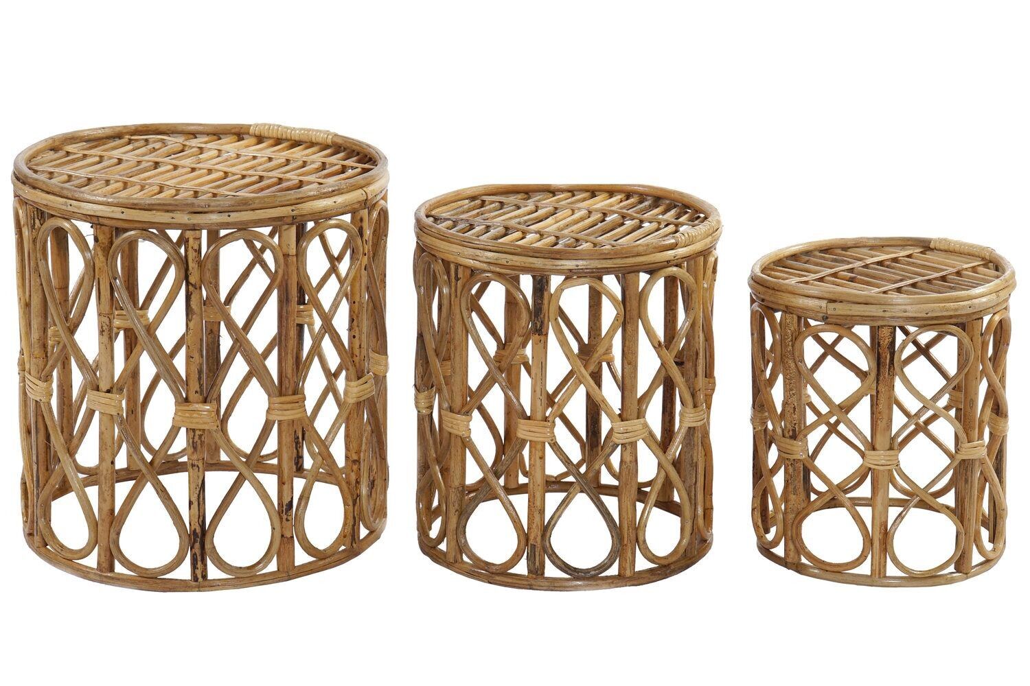 BEISTELLTISCH-SET 3 AUS WEIDE 38X38X43,4 NATUR MB192628